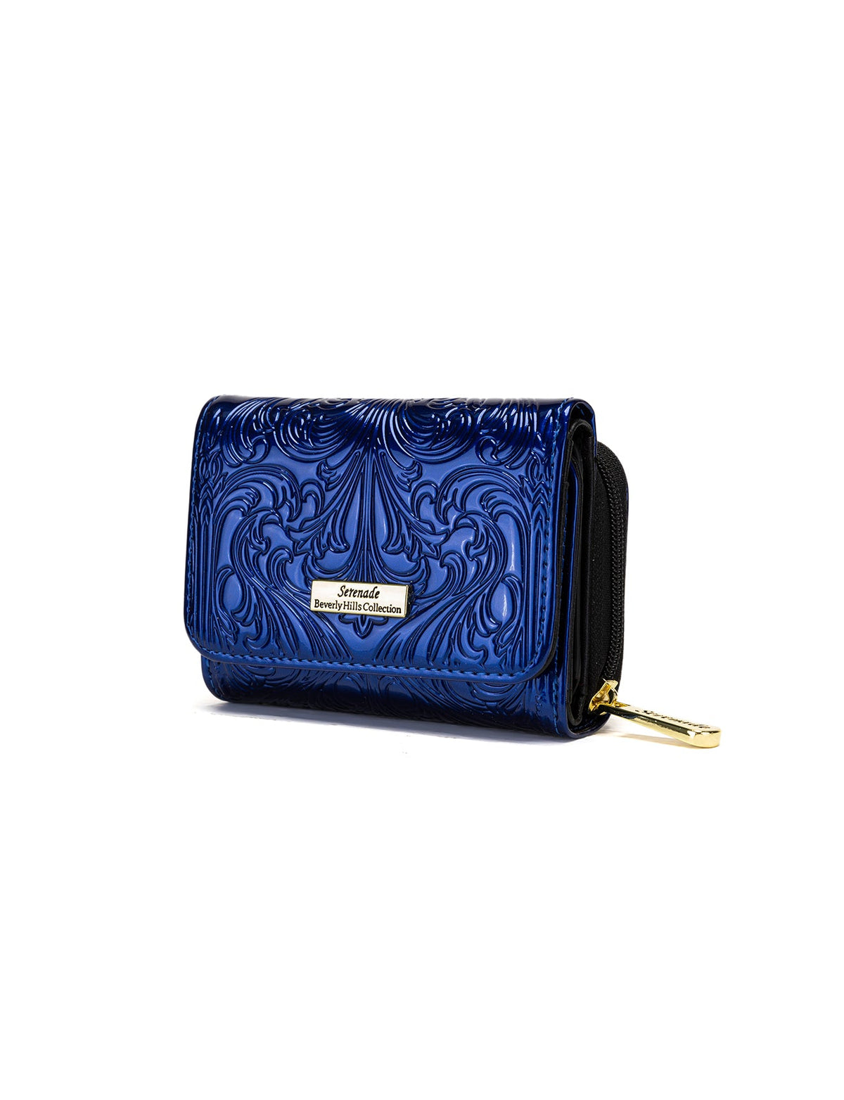 CAROLINA SMALL PATENT LEATHER WALLET WITH RFID - BLUE