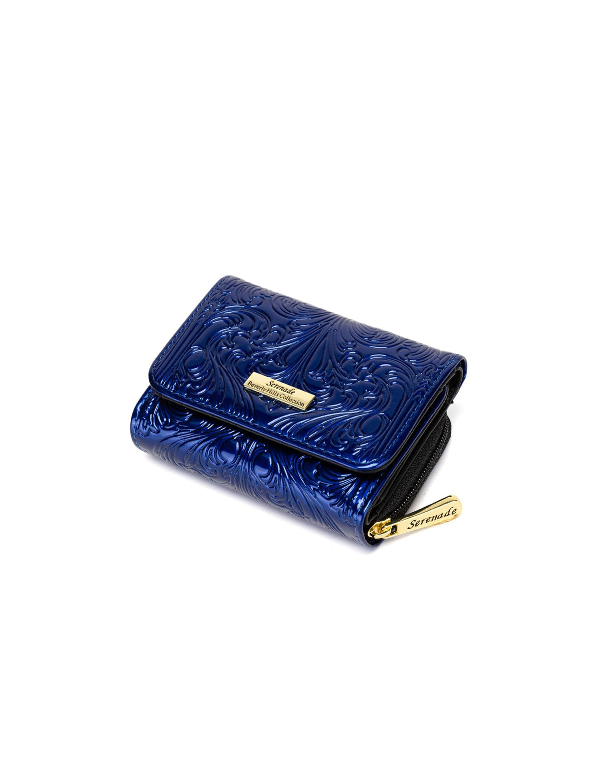 CAROLINA SMALL PATENT LEATHER WALLET WITH RFID - BLUE