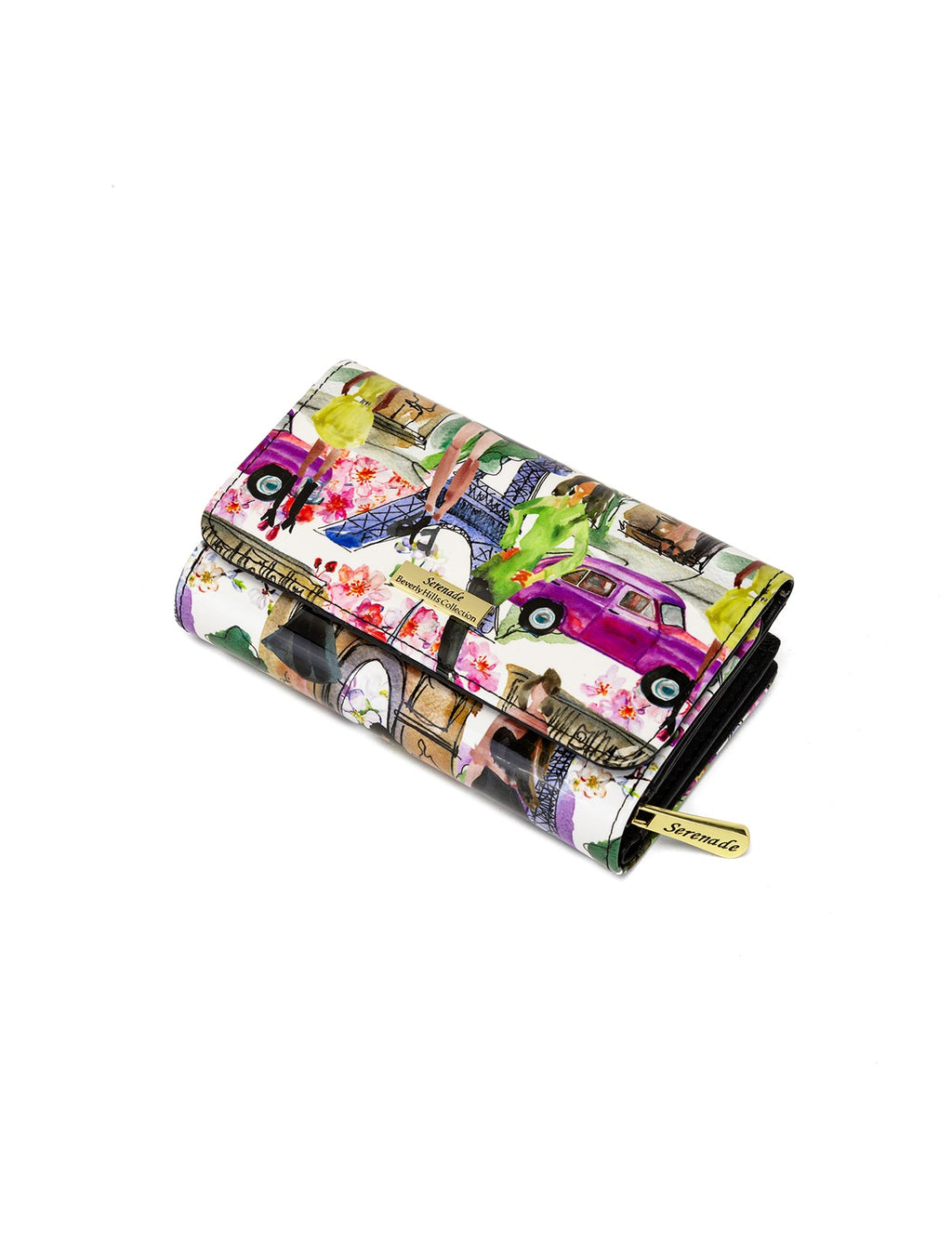 PARIS MEDIUM PATENT LEATHER WALLET WITH RFID WITH RFID - PARIS PRINT