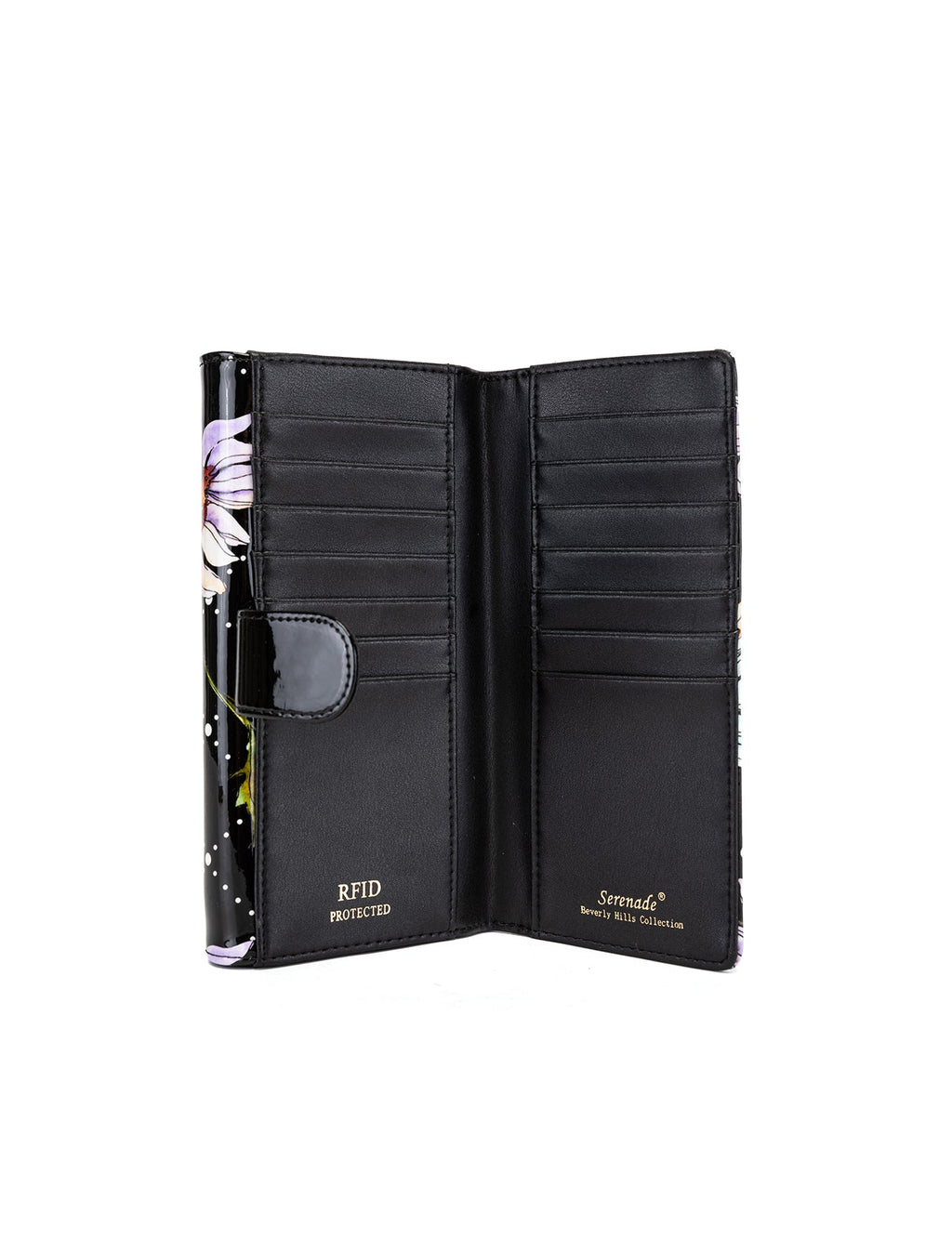 DAISY LARGE PATENT LEATHER WALLET WITH RFID - DAISY PRINT
