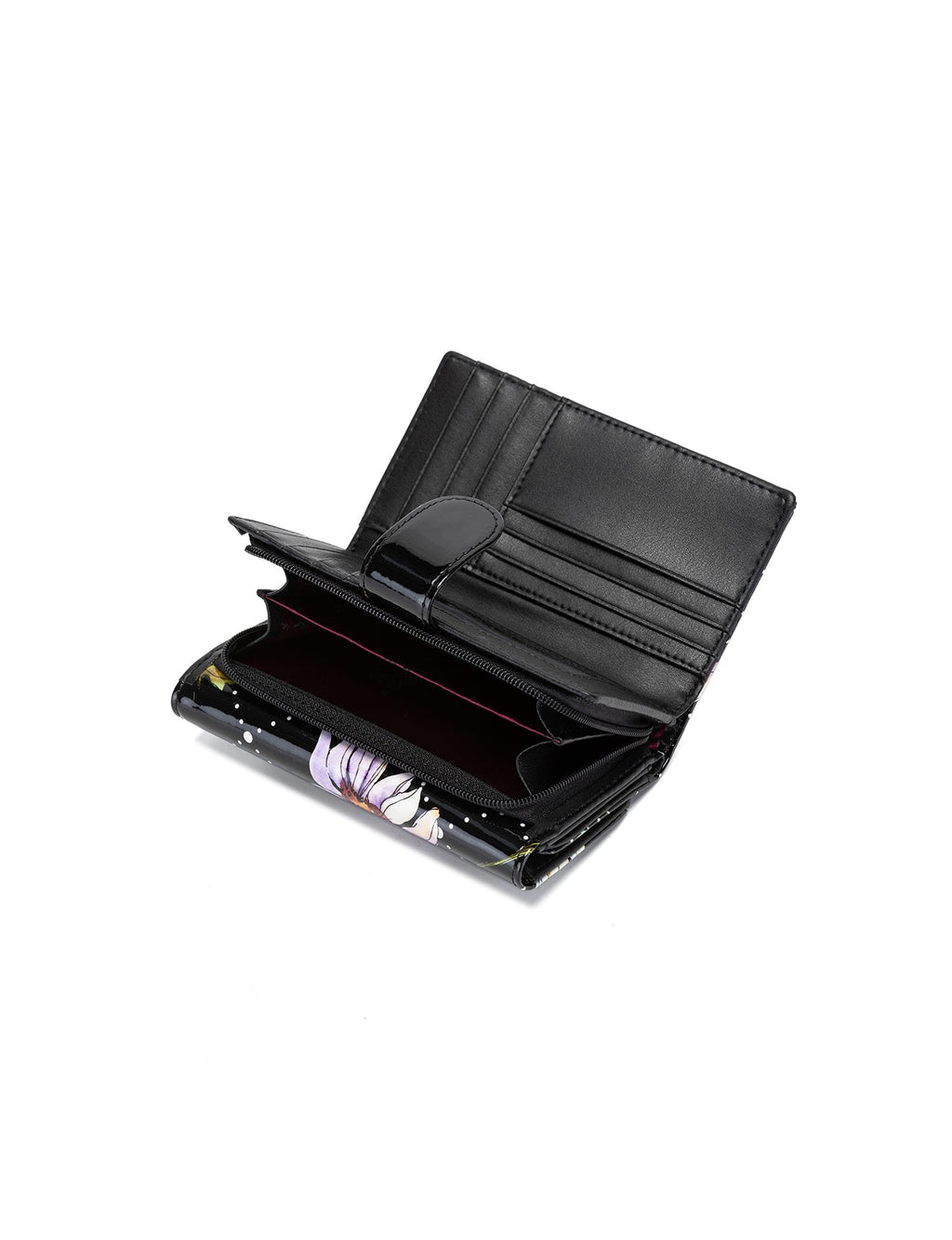 DAISY MEDIUM PATENT LEATHER WALLET WITH RFID - DAISY PRINT