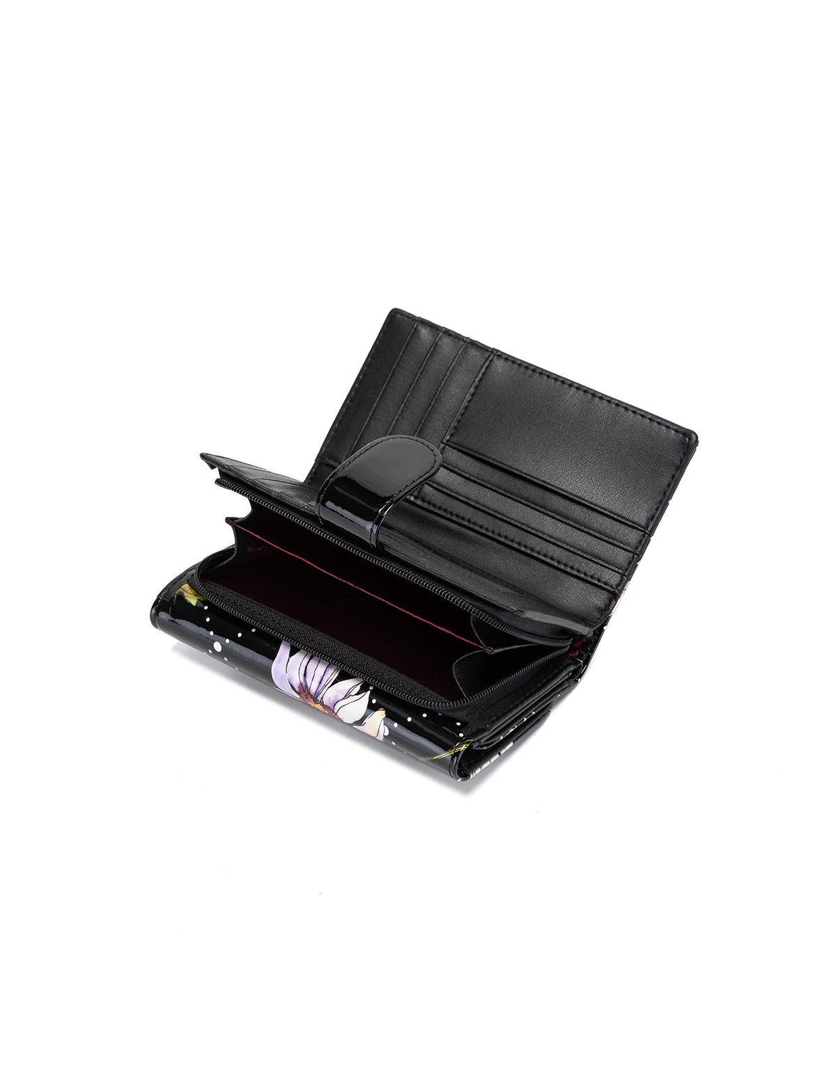 DAISY MEDIUM PATENT LEATHER WALLET WITH RFID - DAISY PRINT
