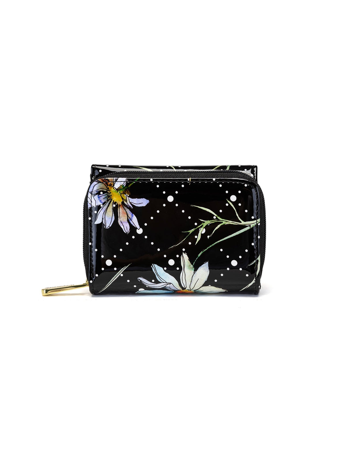 DAISY SMALL PATENT LEATHER WALLET WITH RFID - DAISY PRINT