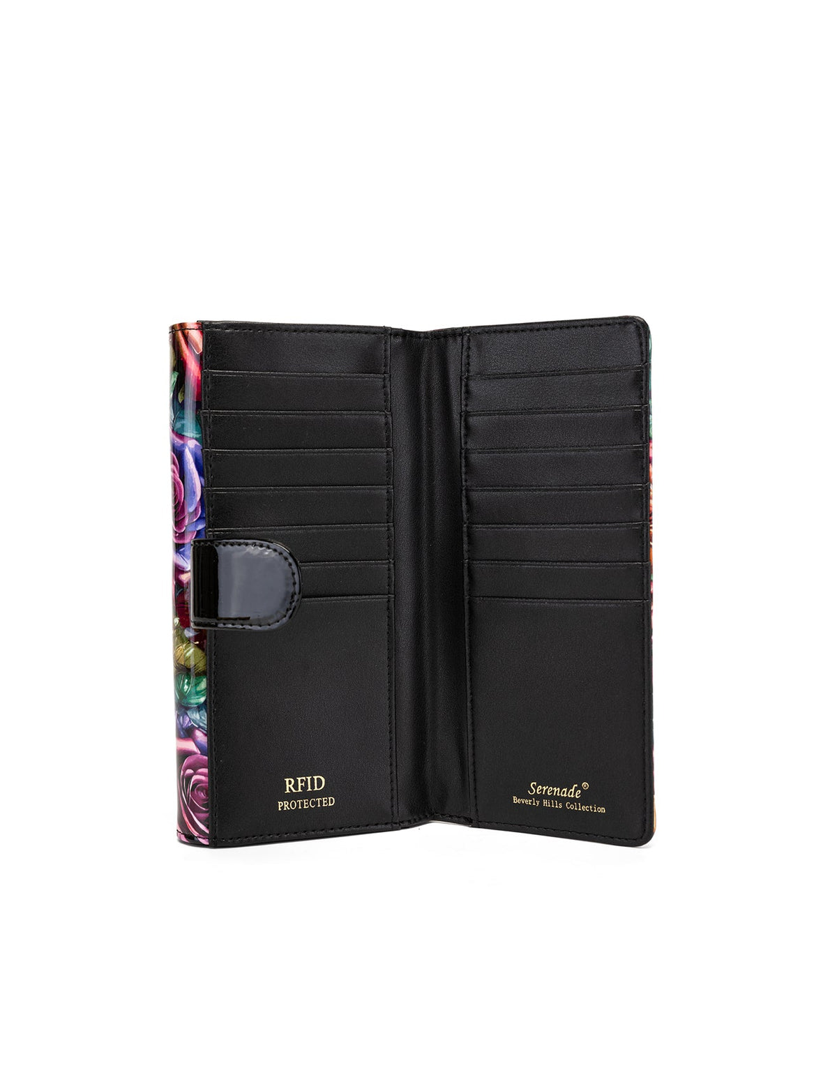 ROSETTA LARGE PATENT LEATHER WALLET WITH RFID - ROSE PRINT