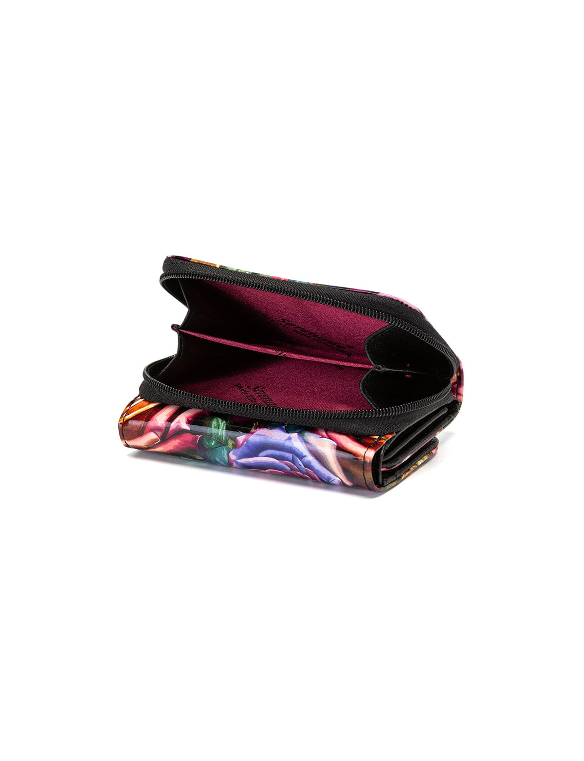 ROSETTA SMALL PATENT LEATHER WALLET WITH RFID - ROSE PRINT