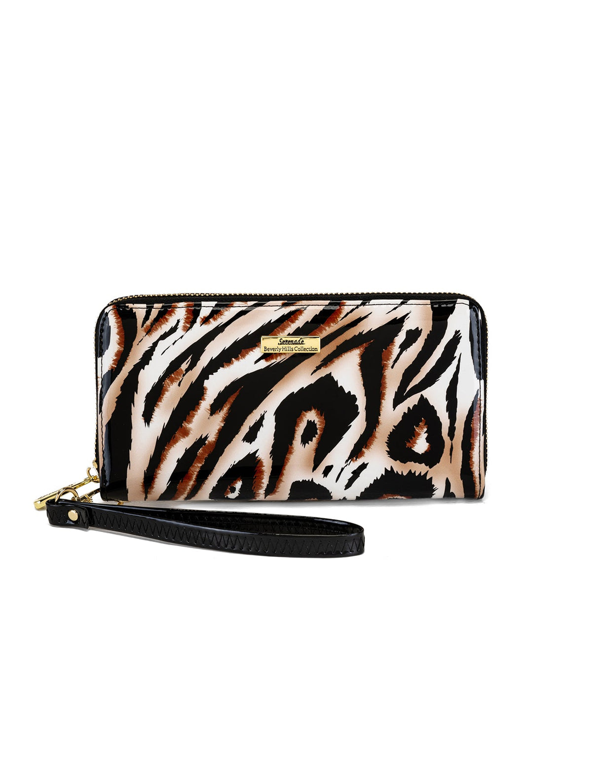 COUGAR ZIP AROUND PATENT LEATHER WALLET WITH RFID - COUGAR PRINT