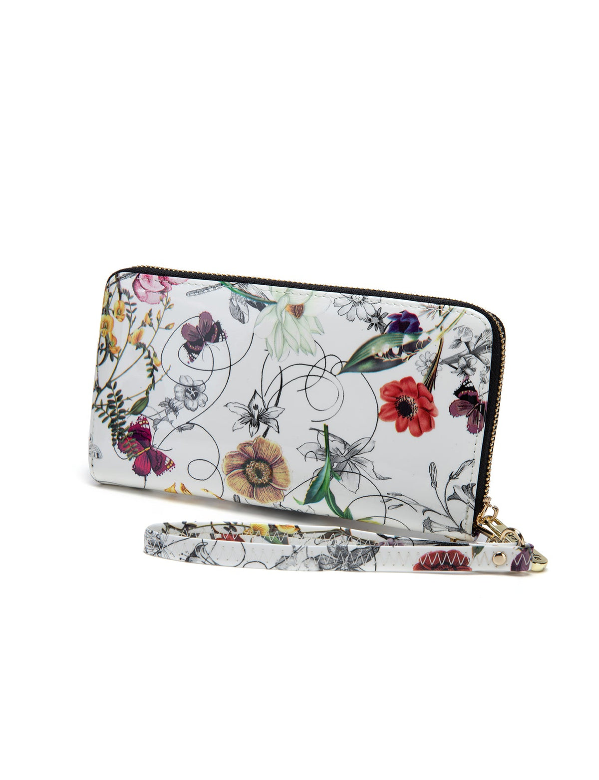 BOTANICS ZIP AROUND  PATENT LEATHER WALLET WITH RFID- WSH4716
