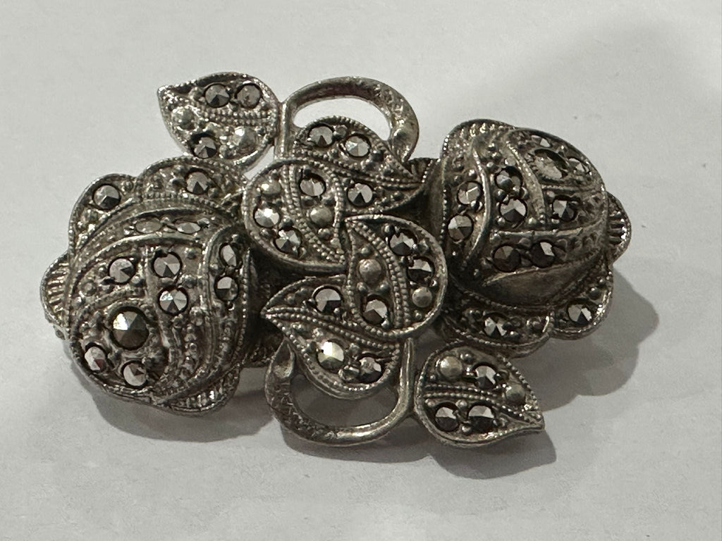 925 Sterling Silver Marcasite Brooch
