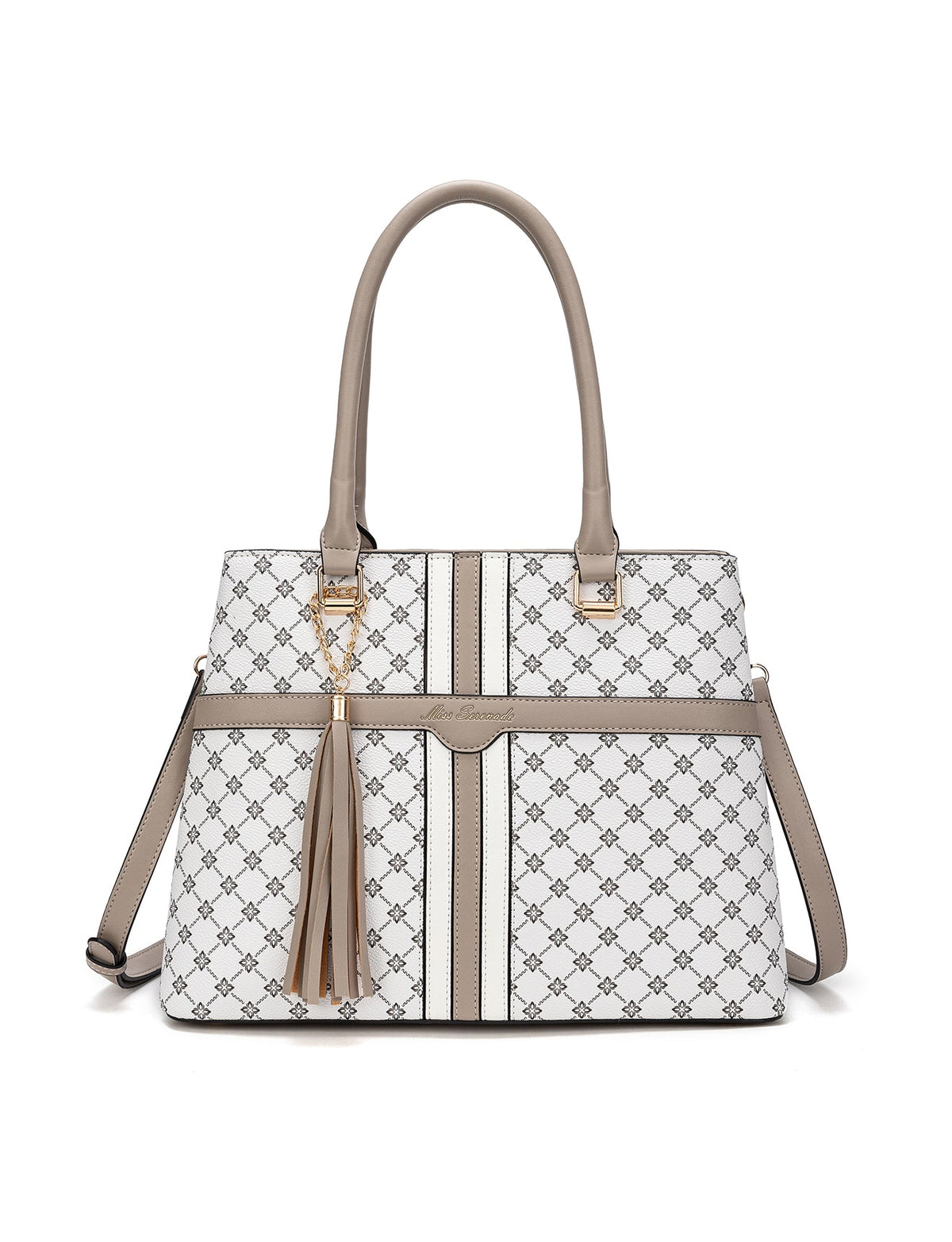 EMMALINE VEGAN BAG - WHITE & TAUPE