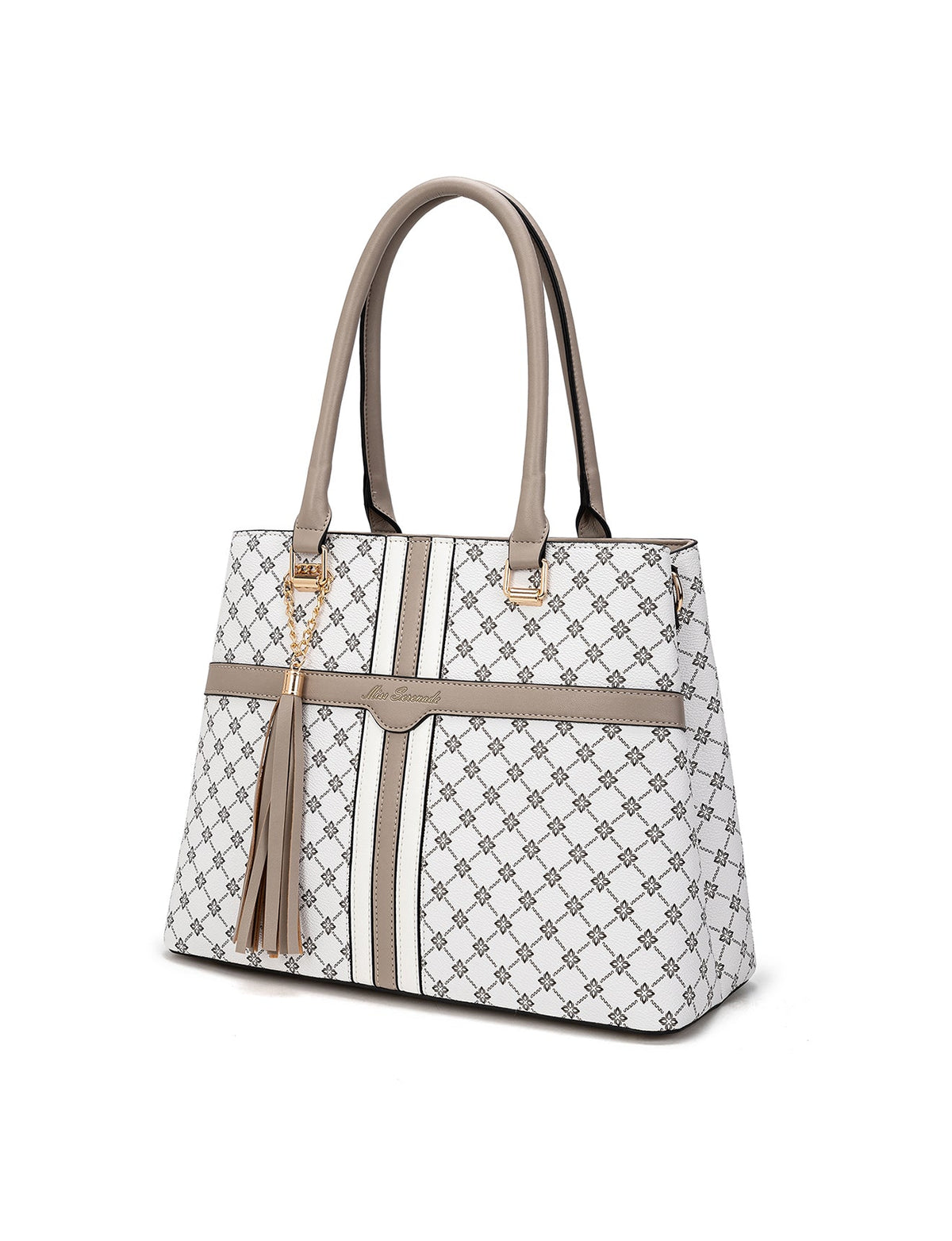 EMMALINE VEGAN BAG - WHITE & TAUPE