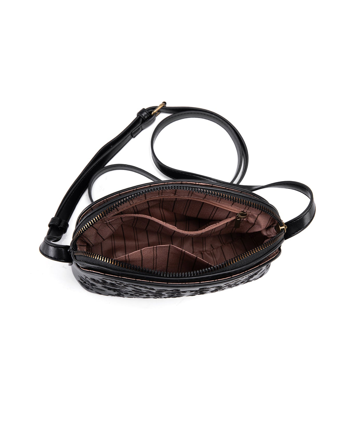 LYLA ECO EMBROIDERED VEGAN XBODY BAG-XB-2354-BLK- SALE
