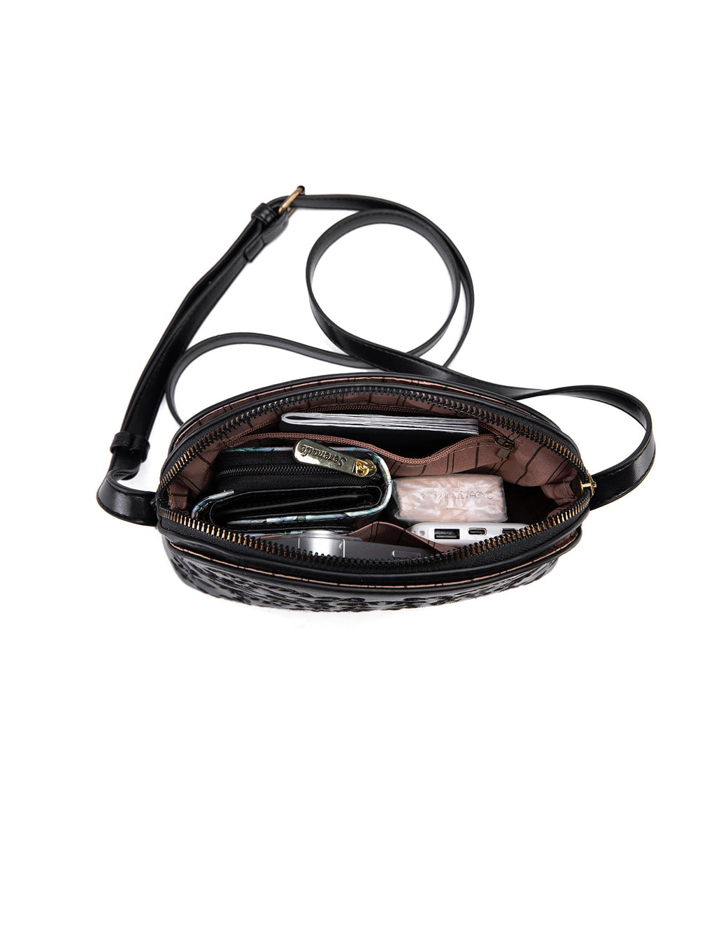LYLA ECO EMBROIDERED VEGAN XBODY BAG-XB-2354-BLK