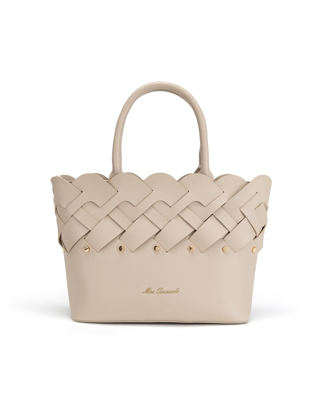 CATALINA VEGAN WOVEN PANEL GRIP BAG- XB-2364-TAUPE