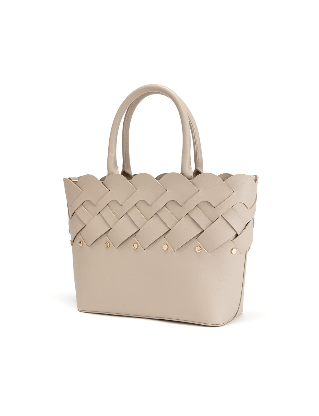 CATALINA VEGAN WOVEN PANEL GRIP BAG- XB-2364-TAUPE