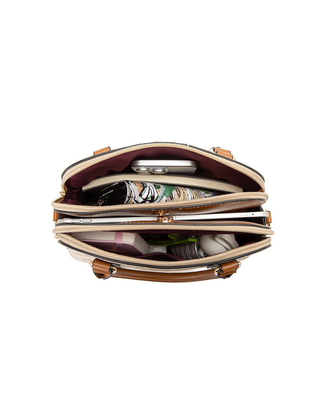 TESS TRIPLE COMPARTMENT VEGAN DOME BAG- XB-2374-BEI- NEW IN