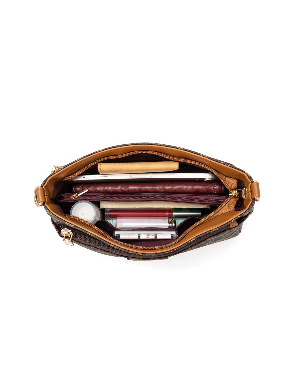 ROME TRIPLE COMPARTMENT XBODY BAG - TAN