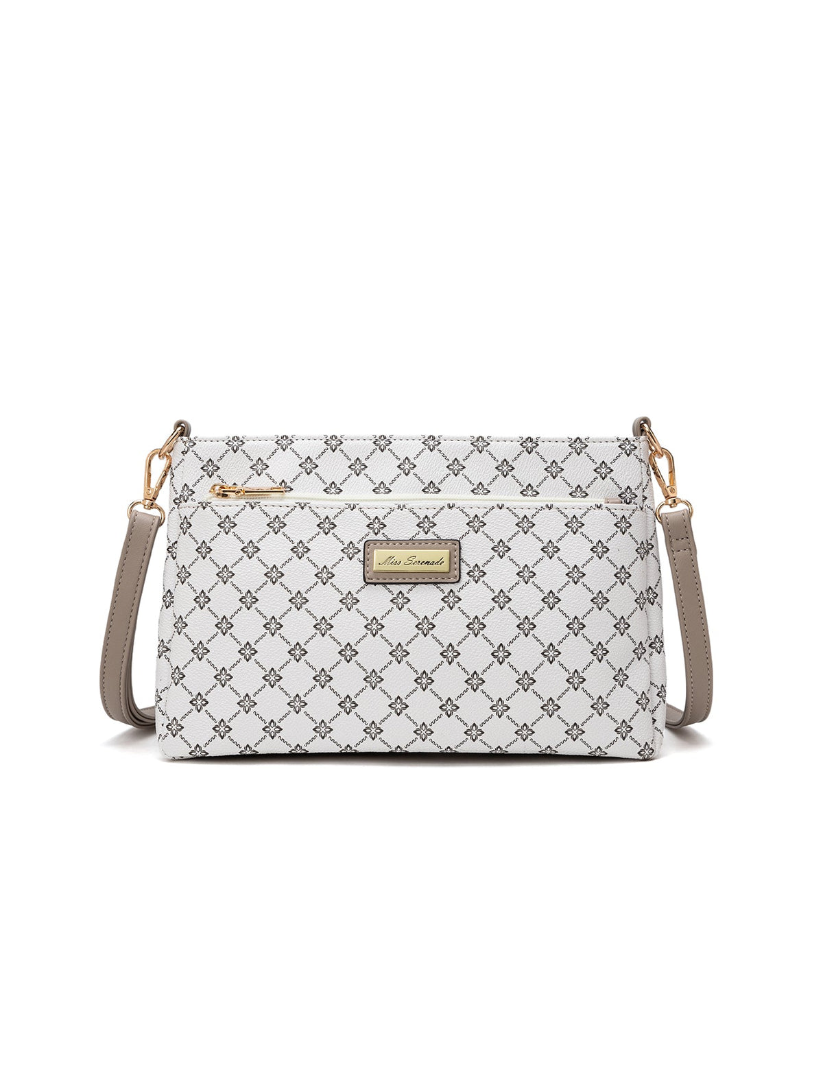 ROME TRIPLE COMPARTMENT XBODY BAG - WHITE & TAUPE