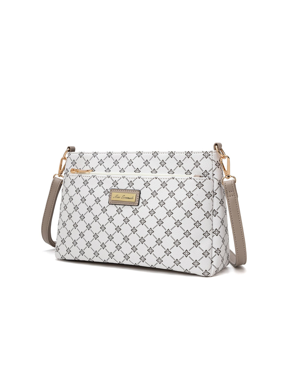 ROME TRIPLE COMPARTMENT XBODY BAG - WHITE & TAUPE