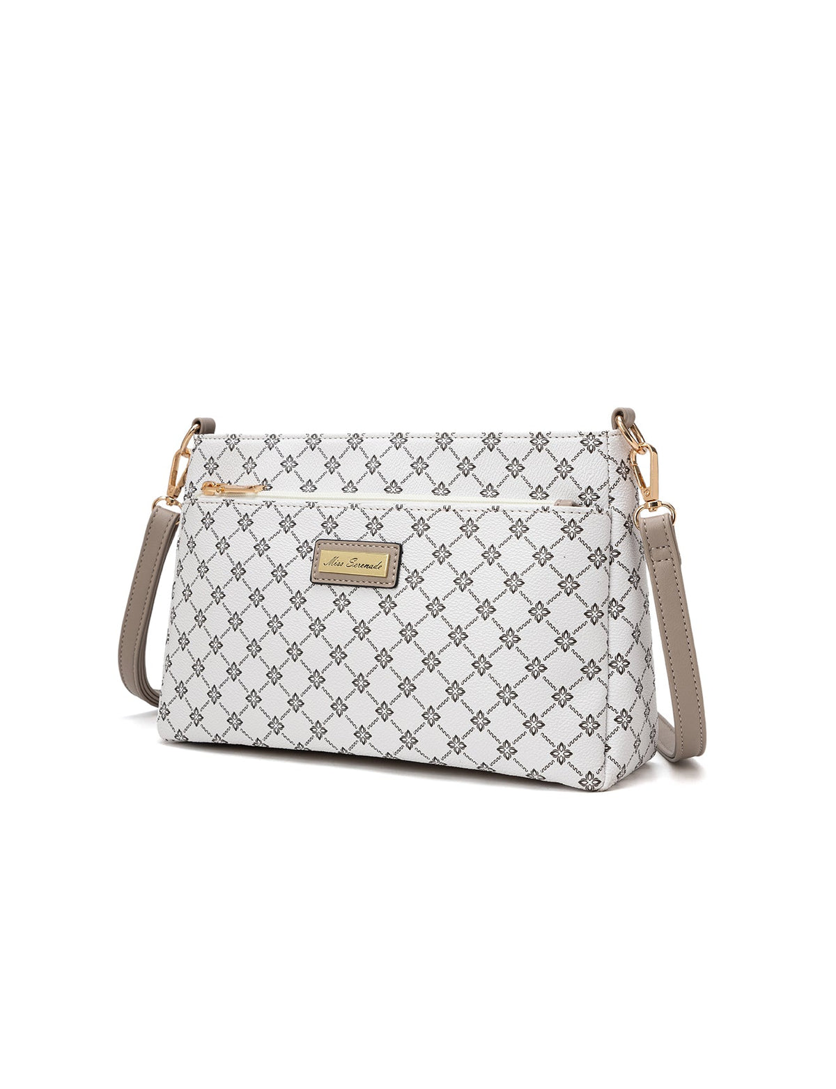 ROME TRIPLE COMPARTMENT XBODY BAG - WHITE & TAUPE