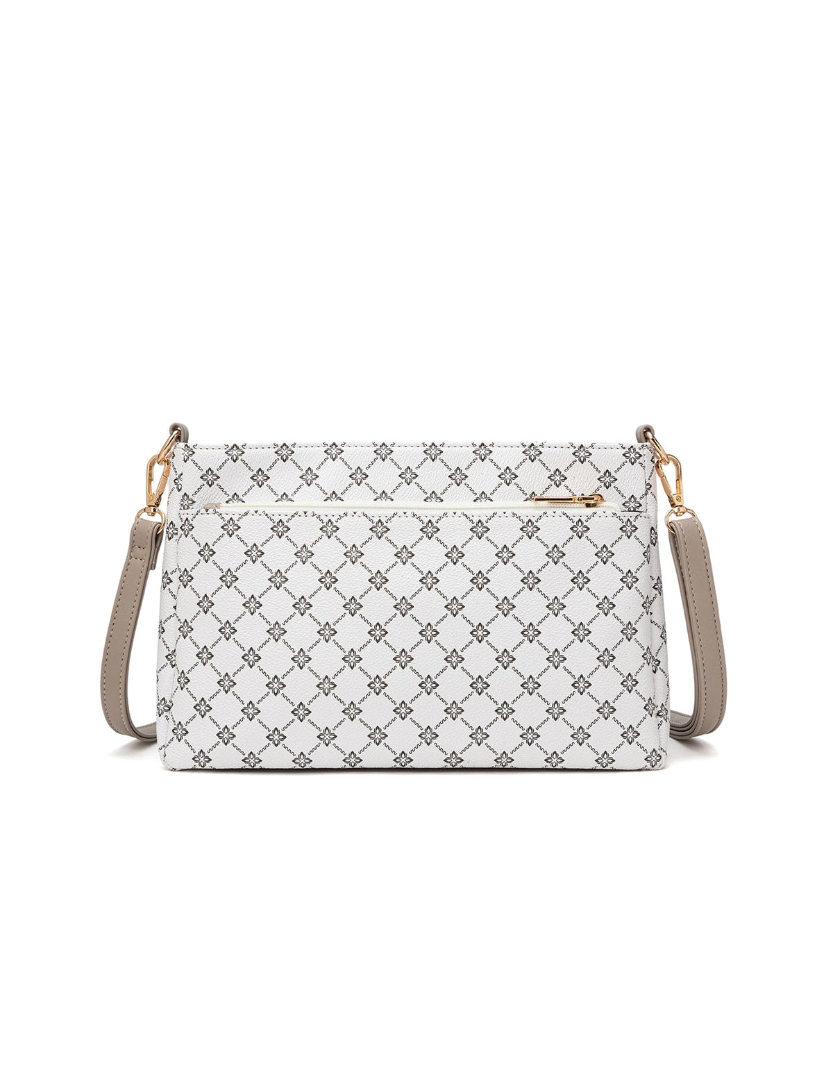 ROME TRIPLE COMPARTMENT XBODY BAG - WHITE & TAUPE