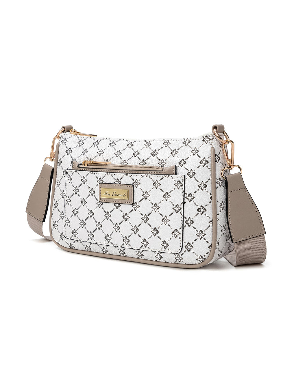 MILANO XBODY BAG WITH REMOVABLE ZIP COIN PURSE - WHITE & TAUPE