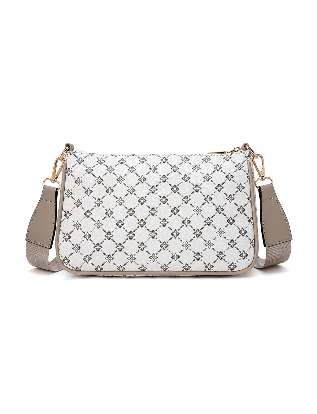 MILANO XBODY BAG WITH REMOVABLE ZIP COIN PURSE - WHITE & TAUPE