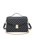 NAPLES TRIPLE COMPARTMENT BAG W/ CHAIN DETAIL AND ADJUSTABLE XBODY STRAP - NAVY