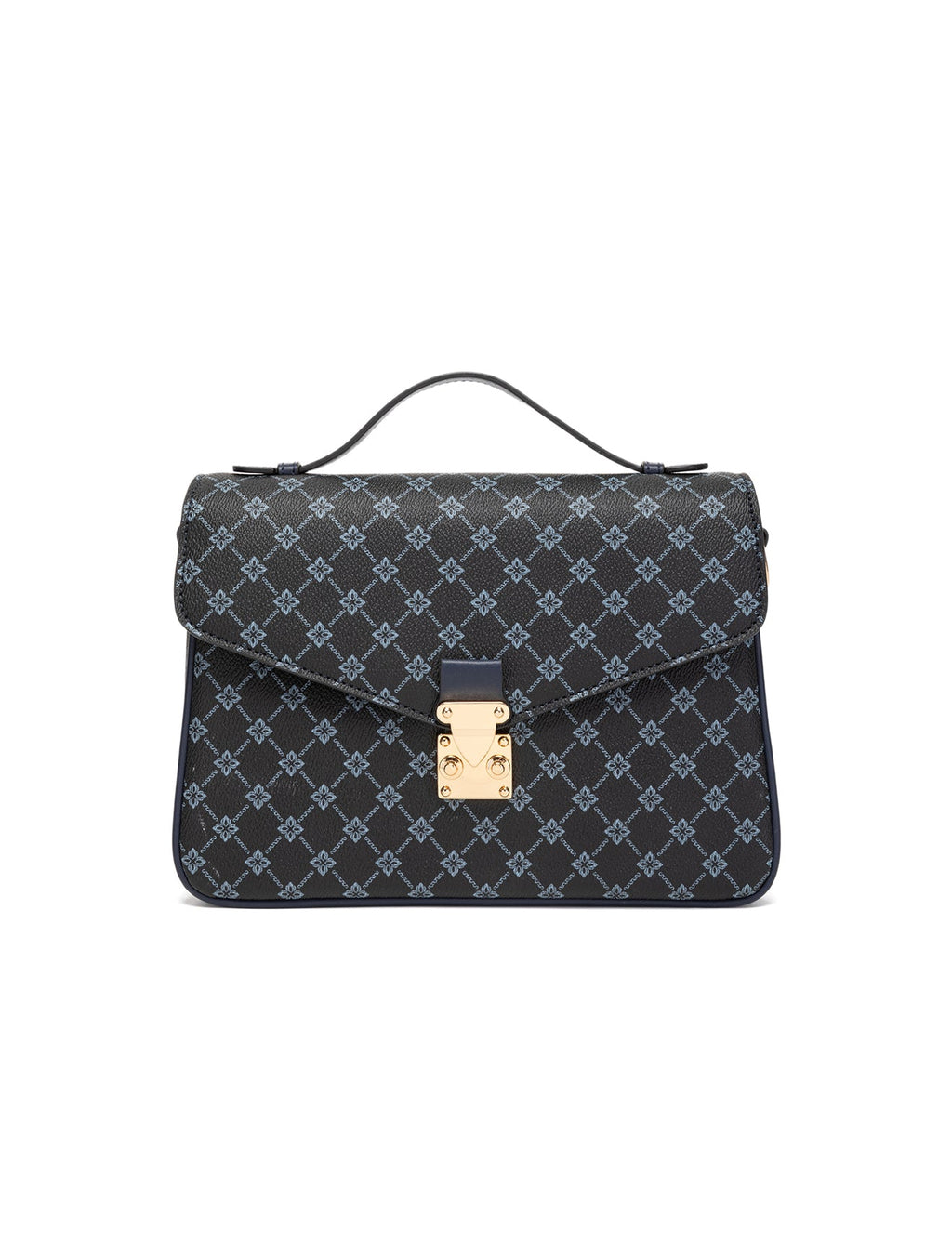 NAPLES TRIPLE COMPARTMENT BAG W/ CHAIN DETAIL AND ADJUSTABLE XBODY STRAP - NAVY