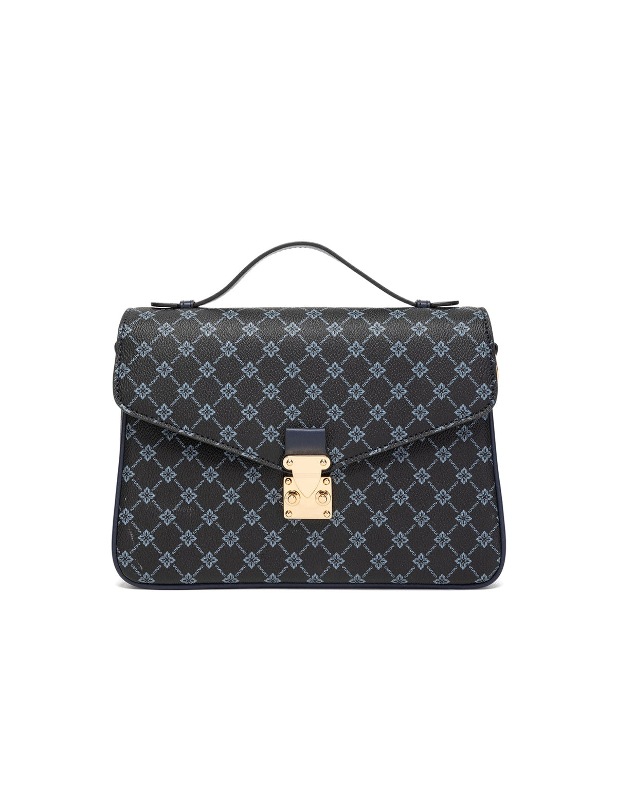 NAPLES TRIPLE COMPARTMENT BAG W/ CHAIN DETAIL AND ADJUSTABLE XBODY STRAP - NAVY
