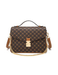 NAPLES TRIPLE COMPARTMENT BAG W/ CHAIN DETAIL AND ADJUSTABLE XBODY STRAP - TAN