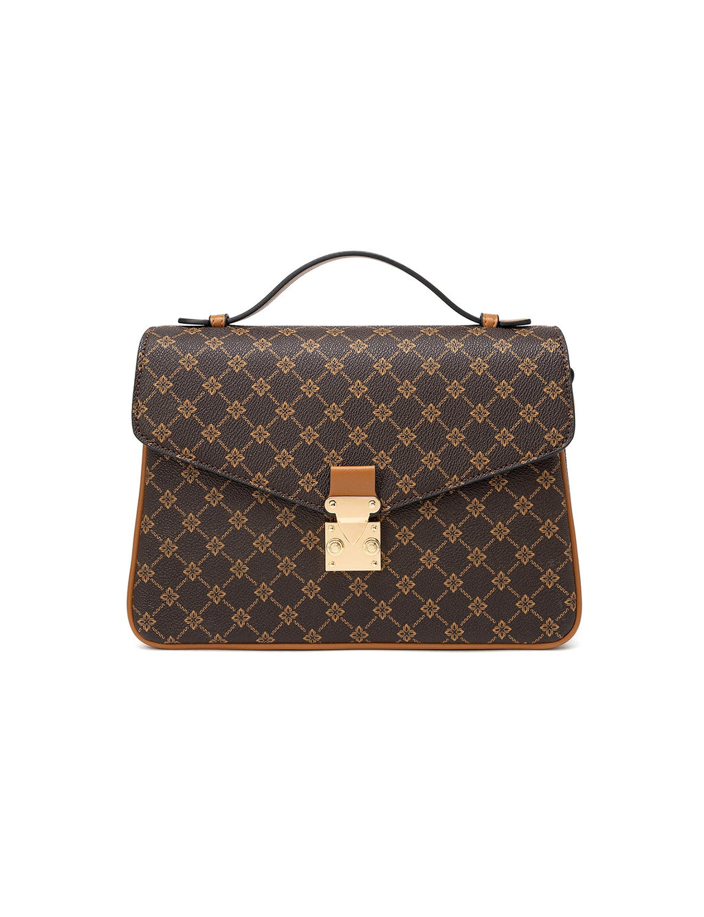 NAPLES TRIPLE COMPARTMENT BAG W/ CHAIN DETAIL AND ADJUSTABLE XBODY STRAP - TAN