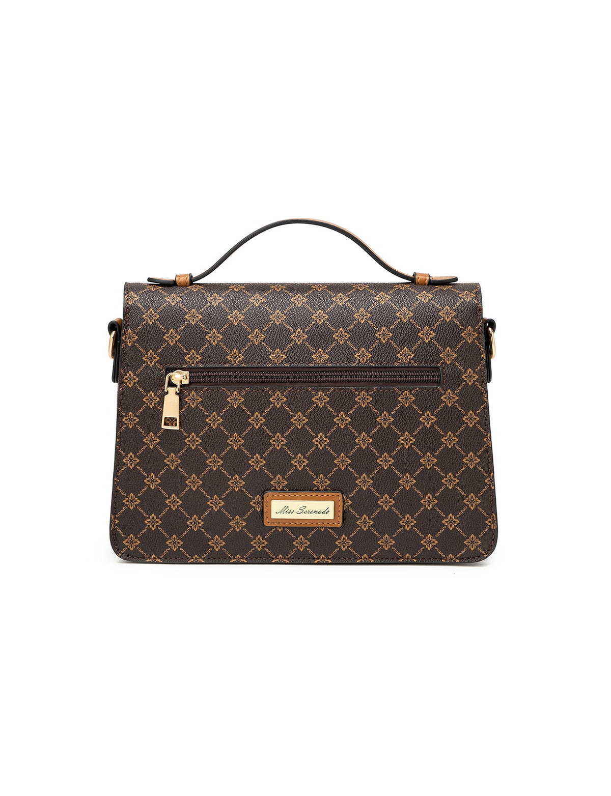 NAPLES TRIPLE COMPARTMENT BAG W/ CHAIN DETAIL AND ADJUSTABLE XBODY STRAP - TAN