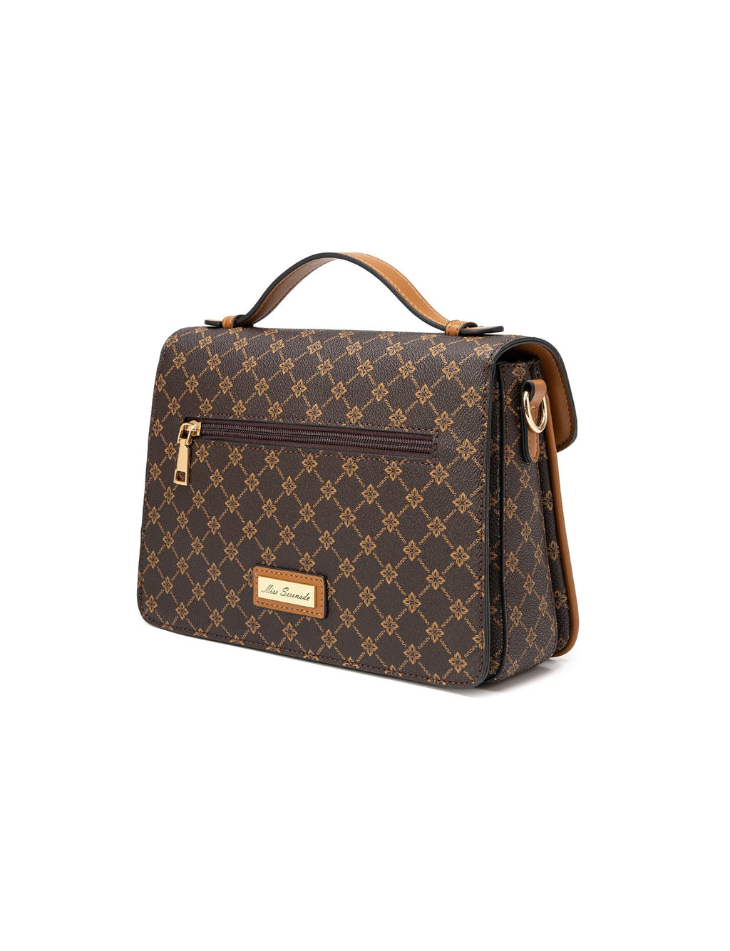 NAPLES TRIPLE COMPARTMENT BAG W/ CHAIN DETAIL AND ADJUSTABLE XBODY STRAP - TAN