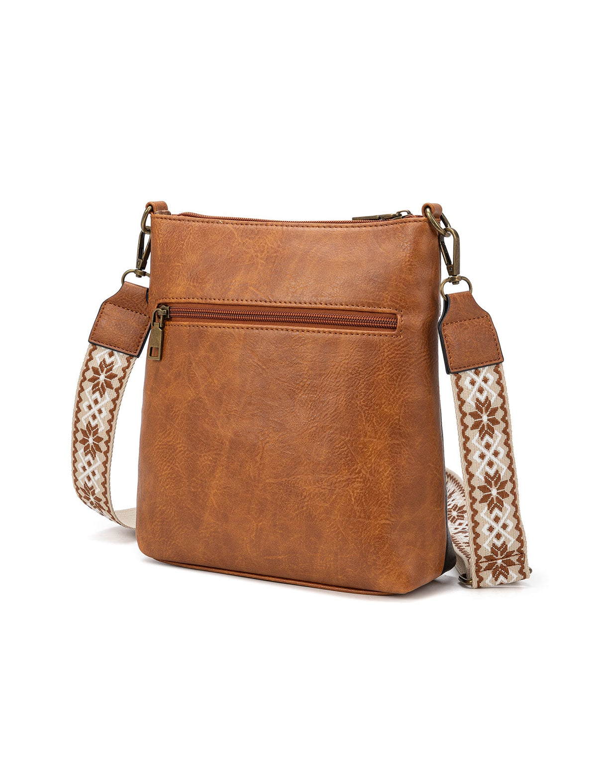 MIRANDA XBODY BAG WITH ZIPS - TAN & BLACK