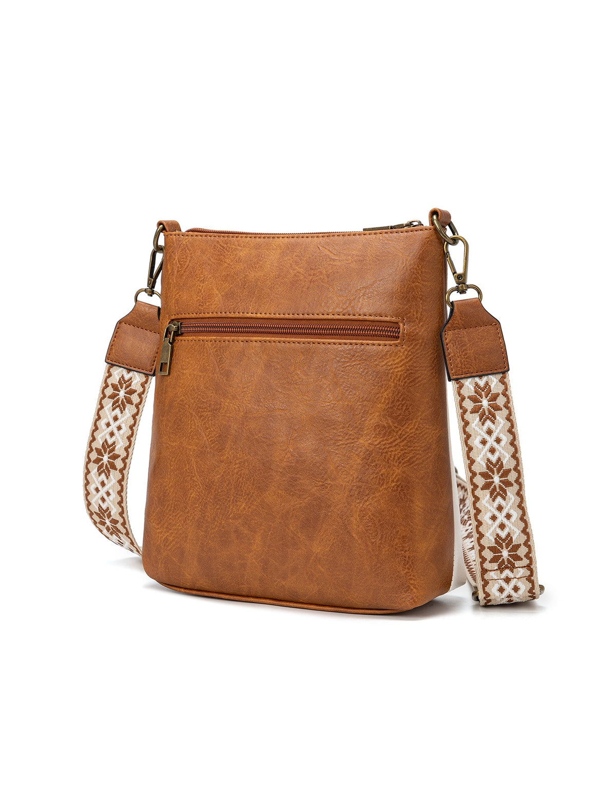 MIRANDA XBODY BAG WITH ZIPS - TAN & WHITE