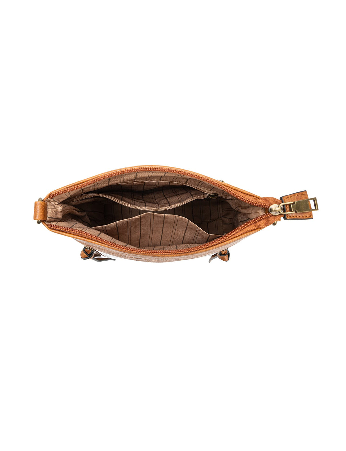 MIRANDA XBODY BAG WITH ZIPS - TAN & WHITE