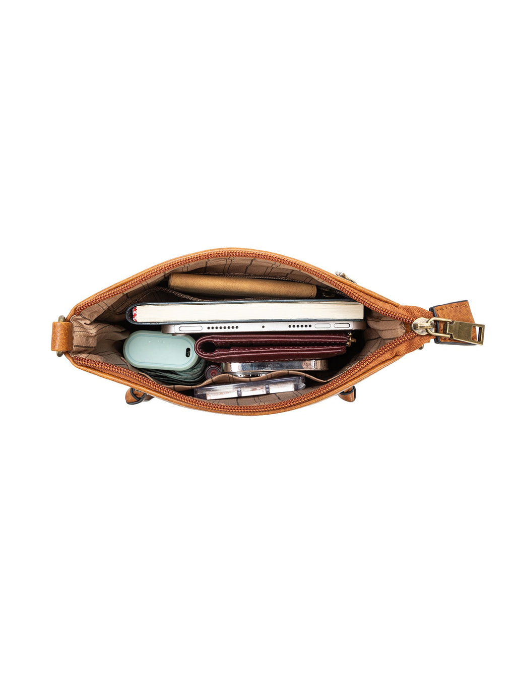 MIRANDA XBODY BAG WITH ZIPS - TAN & WHITE
