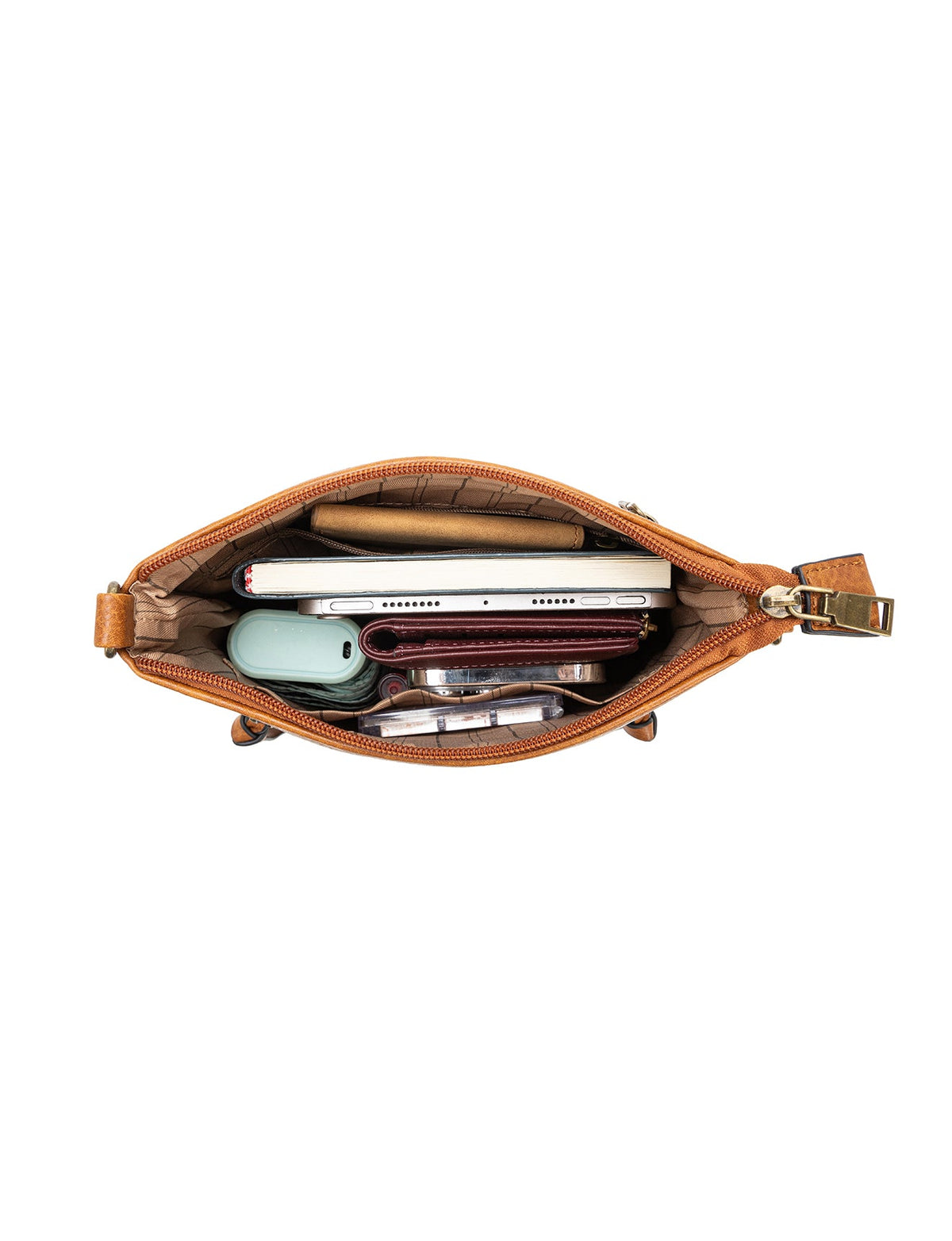 MIRANDA XBODY BAG WITH ZIPS - TAN & WHITE