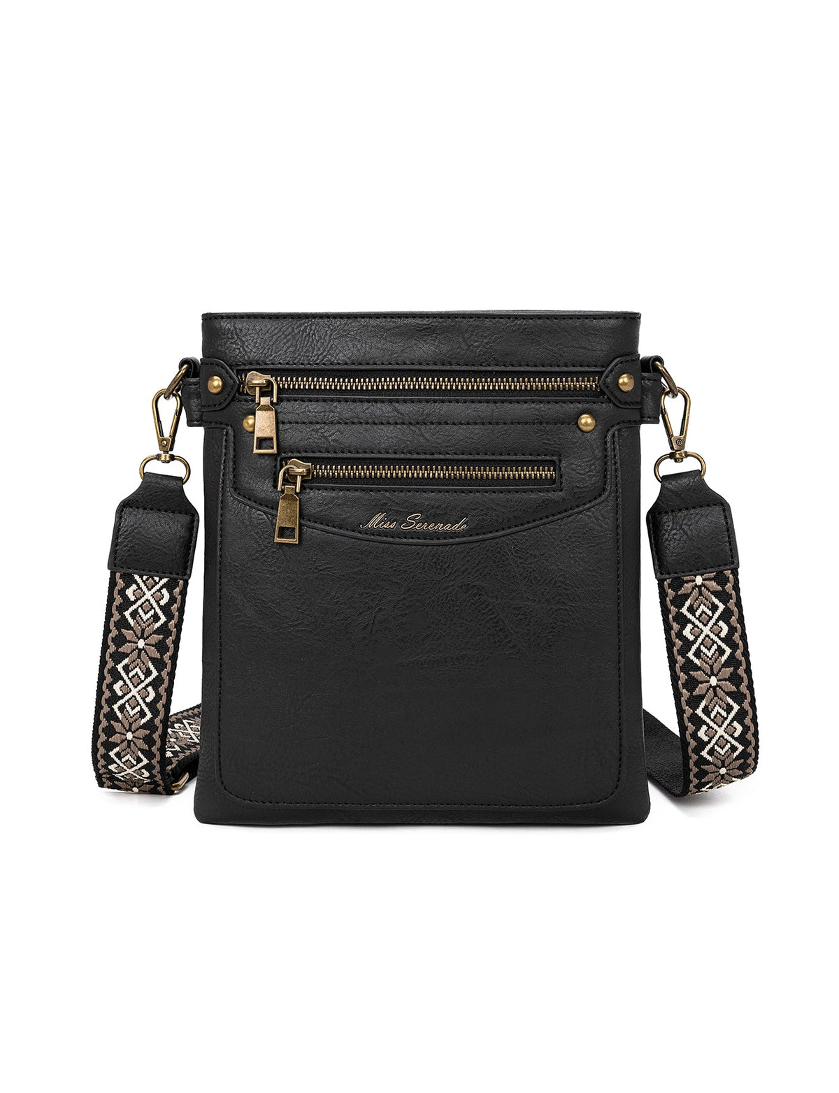 ERIN TRIPLE COMPARTMENT XBODY BAG - BLACK