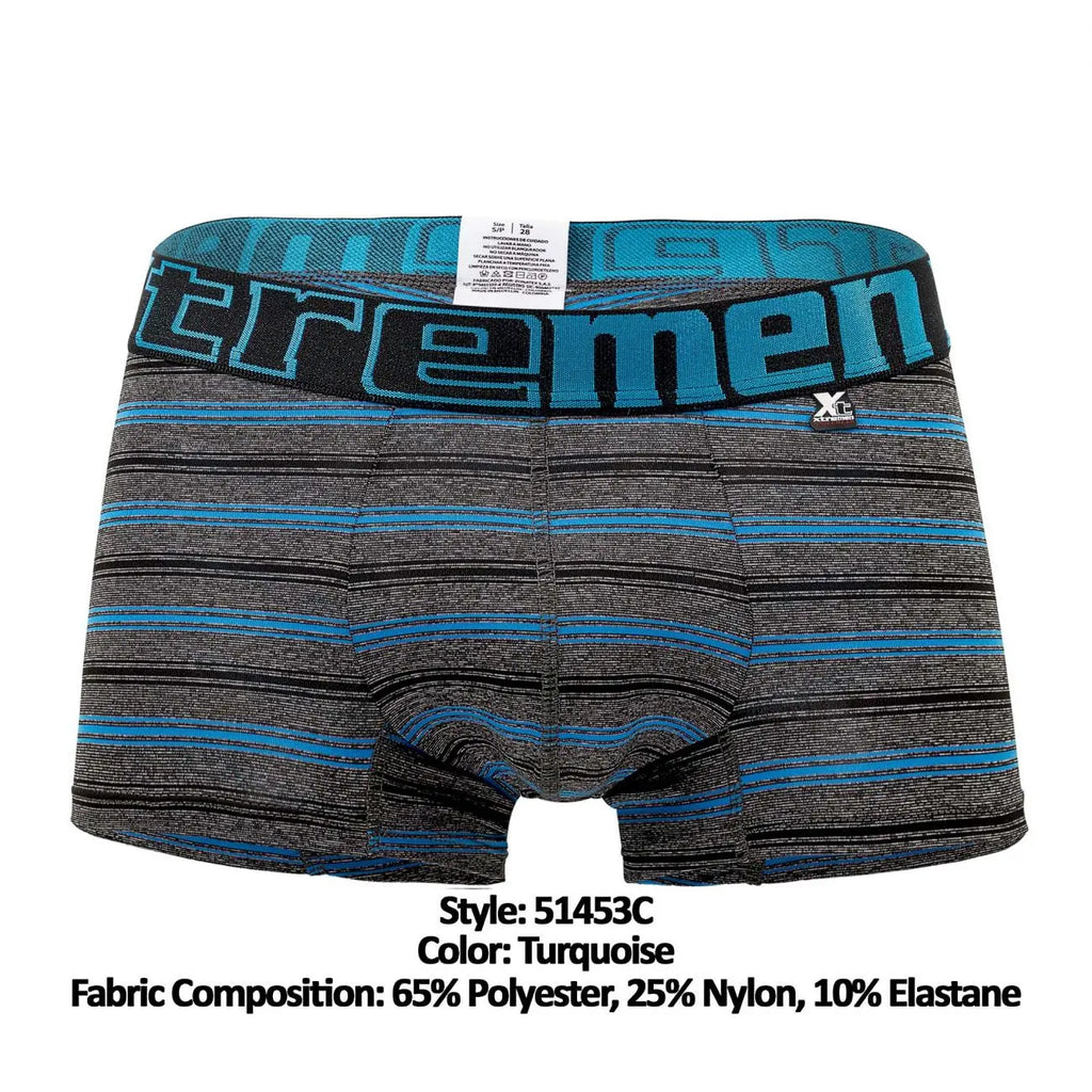 Xtremen メンズアンダーウェア 51453C ストライプ トランクス ターコイズ