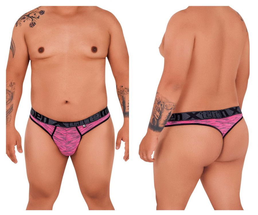 Xtremen 남성 언더웨어 91100X 마이크로화이버 메쉬 썽(Thong) 핑크