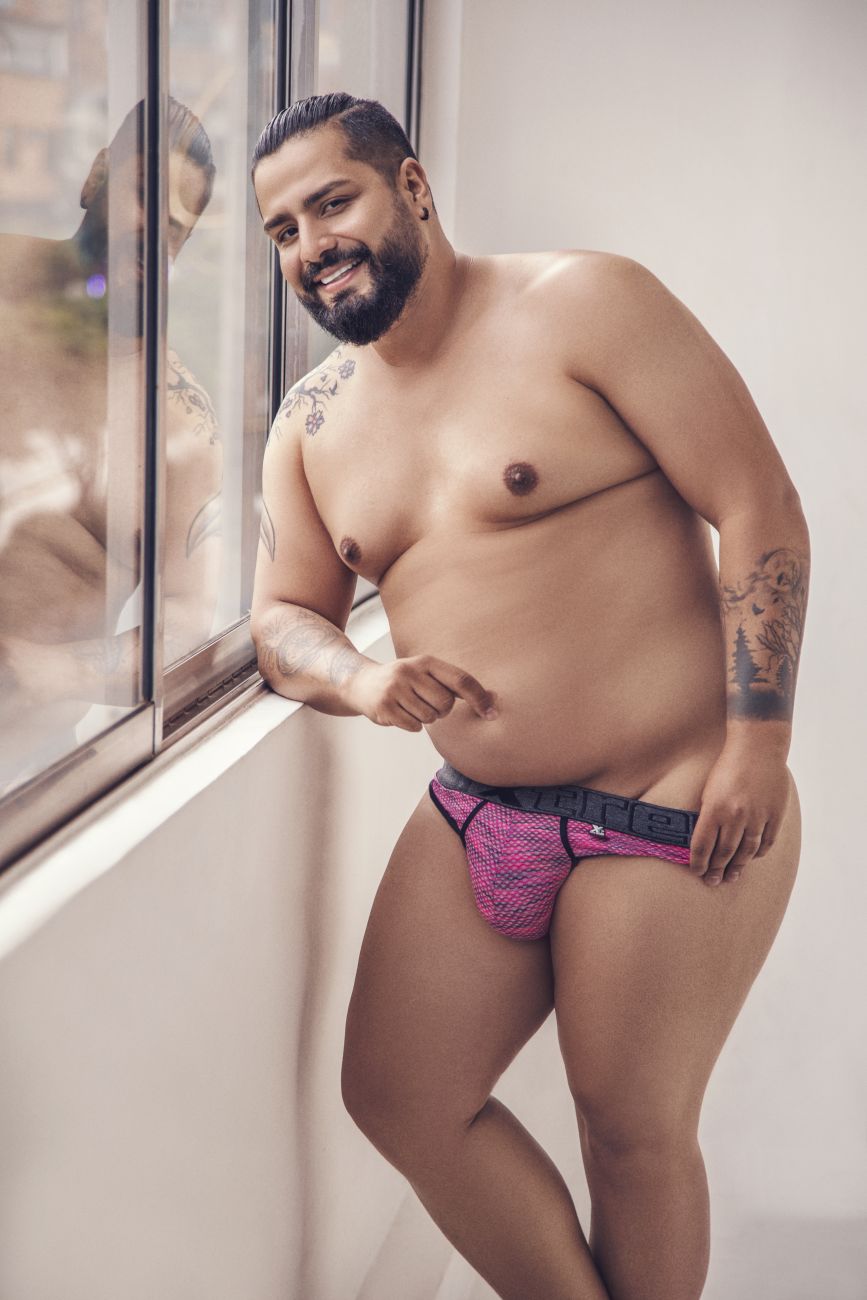 Xtremen Men's Underwear 91100X Microfiber Mesh Thongs Color Pink