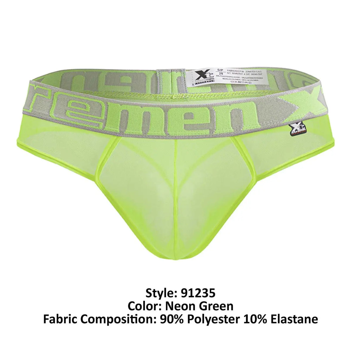 Xtremen 남성 속옷 91235 마이크로파이버 끈팬티 색상 네온 그린