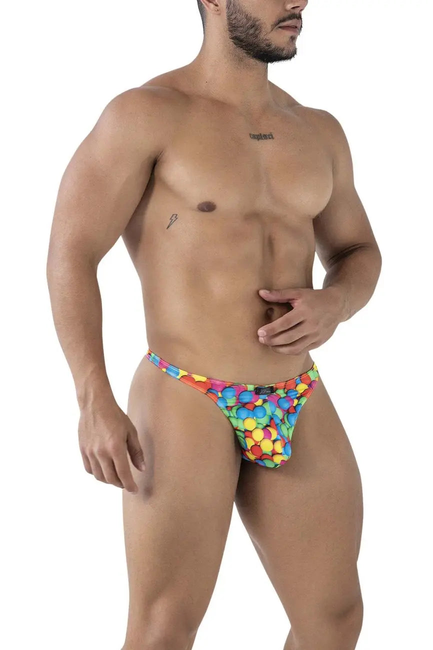 Xtremen Men's Underwear 91247 Printed Thongs Color Bubbles