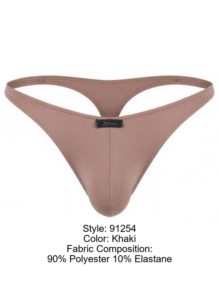 Xtremen 91254 khaki thong in polyester-elastane blend.