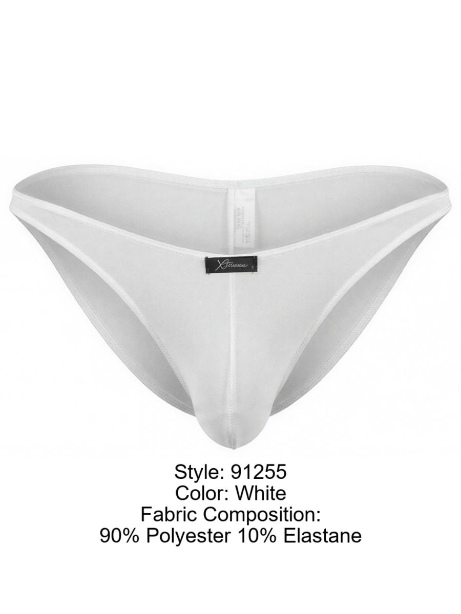 Xtremen 91255 white bikini brief in 90% polyester, 10% elastane. Minimalist style with front brand label.