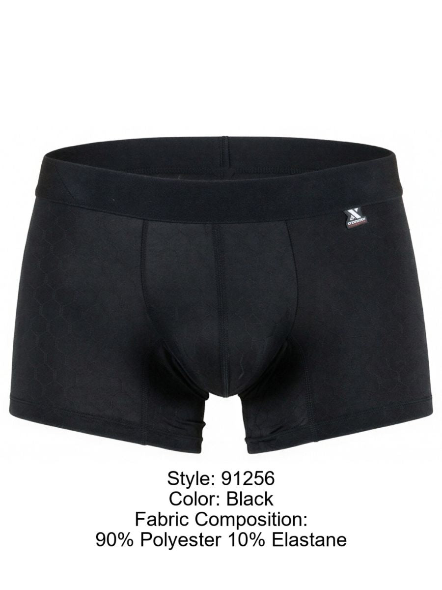 Xtremen black trunk (91256) in 90% polyester, 10% elastane with a subtle honeycomb pattern.