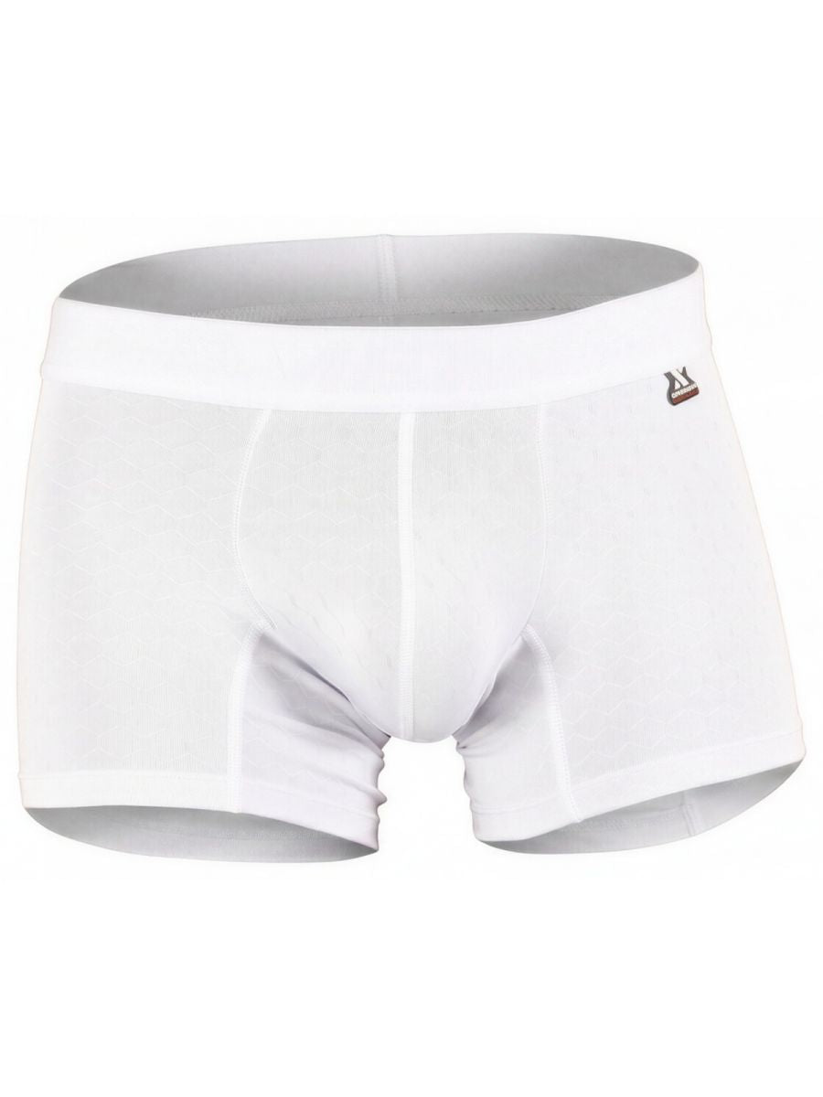 Xtremen white trunks with textured fabric and branded waistband.