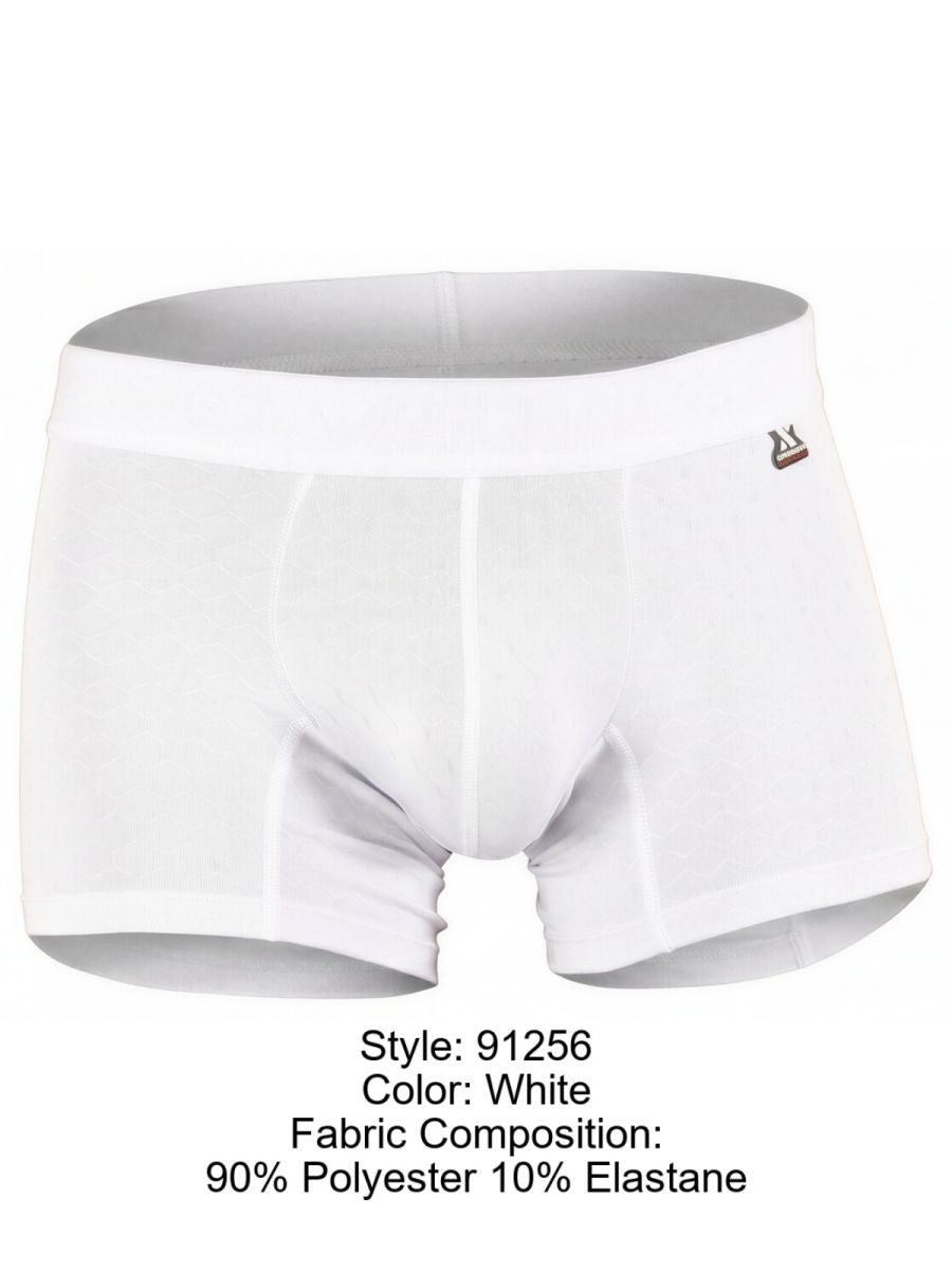 Xtremen 91256 white boxer trunks in polyester elastane blend.