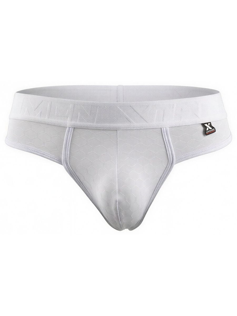 Xtremen white honeycomb-textured brief with branded waistband. Sleek, supportive fit.